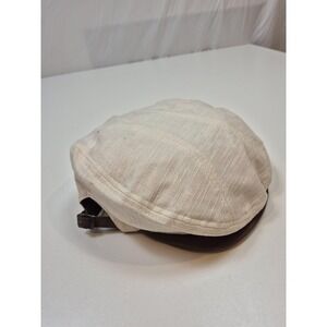 Christys' London Hat Flat Cap Mens M Beige Linen Cotton Lined Handmade Summer